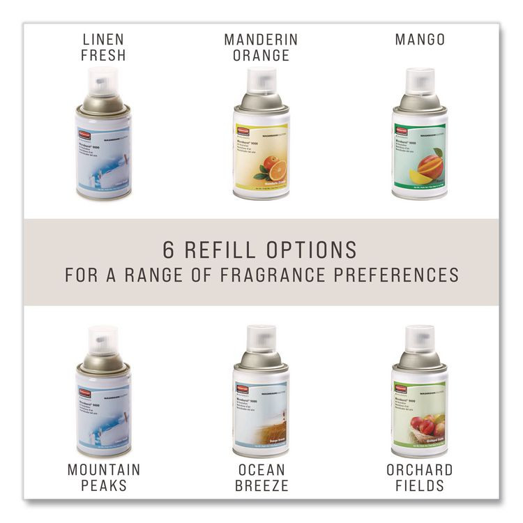 RUBBERMAID COMMERCIAL PROD. 4012441 TC Microburst 9000 Air Freshener Refill, Linen Fresh, 5.3 oz Aerosol Spray, 4/Carton