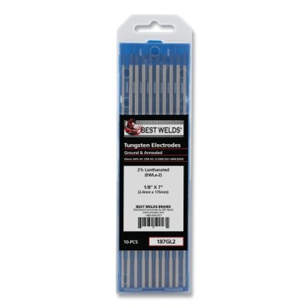 ORS Nasco Best Welds 2%anthanated Tungsten Electrode, 1/8 in x 7 in, 10 PK