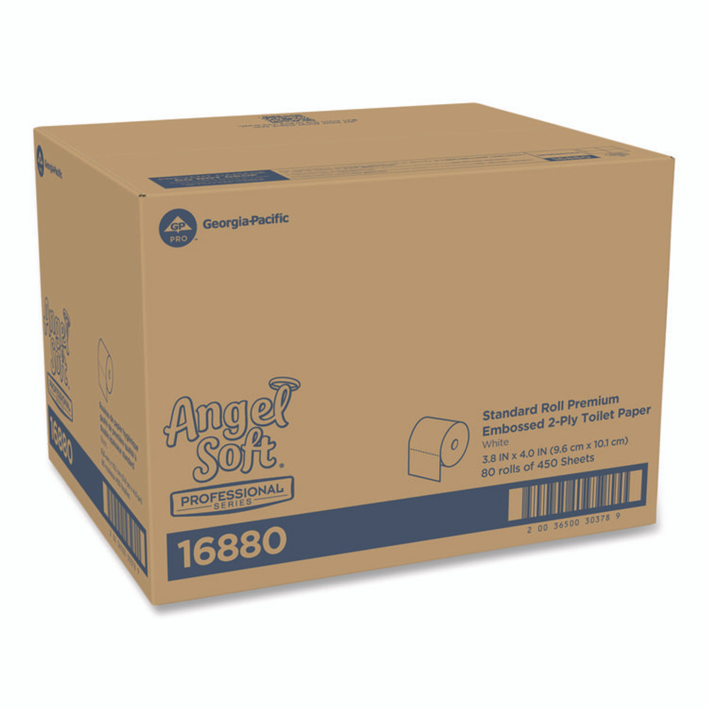 GEORGIA PACIFIC Professional 16880 Angel Soft ps Premium Bathroom Tissue, Septic Safe, 2-Ply, White, 450 Sheets/Roll, 80 Rolls/Carton