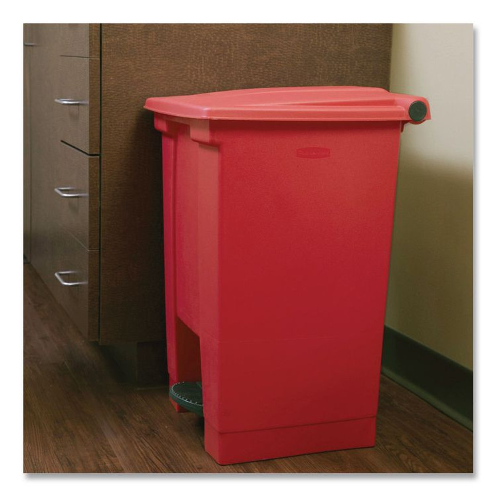 RUBBERMAID COMMERCIAL PROD. 6144 RED Indoor Utility Step-On Waste Container, 12 gal, Plastic, Red