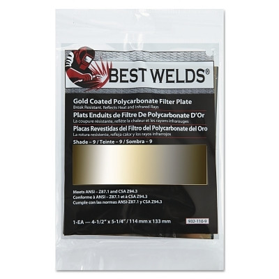 ORS Nasco Best Welds Gold Coated Filter Plate, Gold/9, 4.5 in x 5.25 in, Polycarbonate