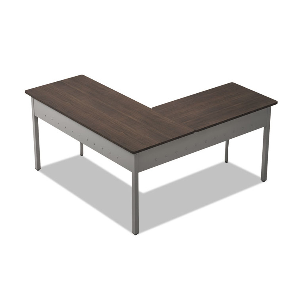 LINEA ITALIA TR737MOC Trento Line L-Shaped Desk, 59.13" x 59.13" x 29.5", Mocha/Gray