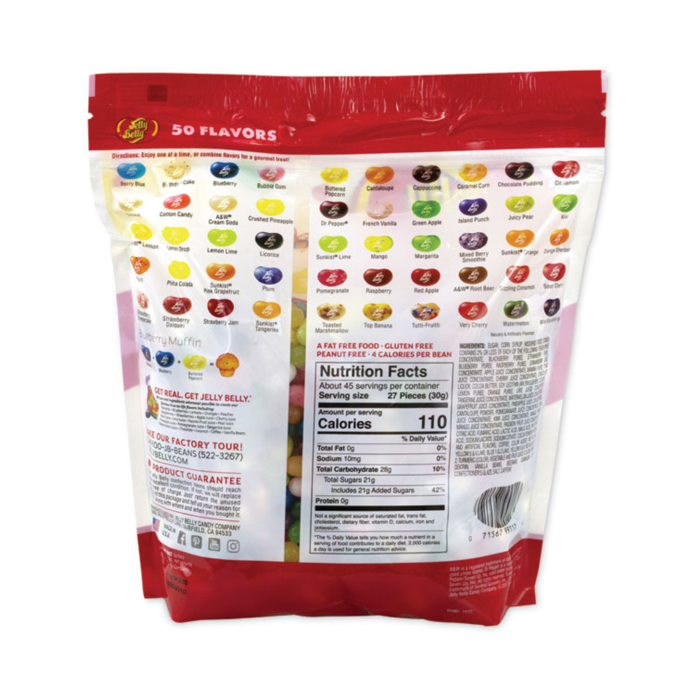 JELLY BELLY CANDY COMPANY 22000020 50 Flavors Jelly Beans Assortment, 3 lb Standup Bag