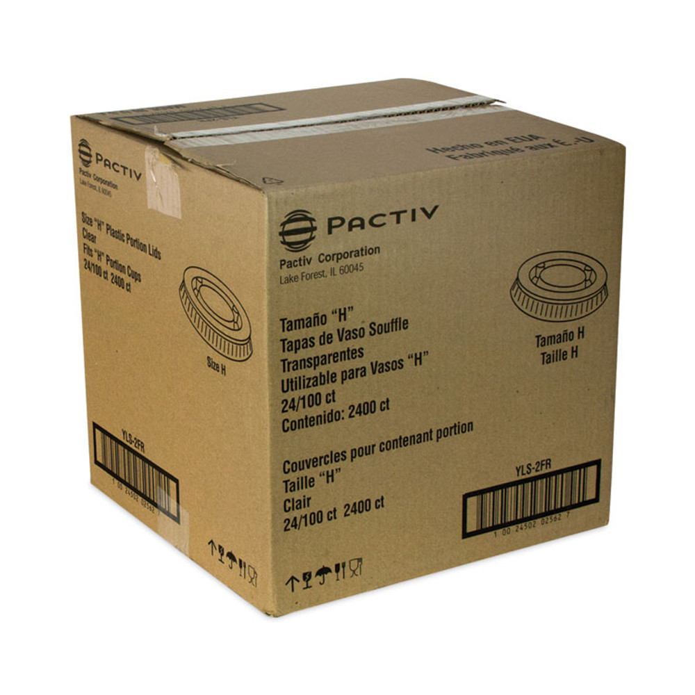 PACTIV EVERGREEN CORPORATION YLS2FR Plastic Portion Cup Lid, Fits 1.5 oz to 2.5 oz Portion Cups, Clear, 100/Pack, 24 Packs/Carton