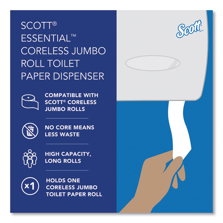 KIMBERLY-CLARK PROFESSIONAL Scott® 09602 Essential Coreless Jumbo Roll Tissue Dispenser for Business, 14.25 x 6 x 9.75, Black