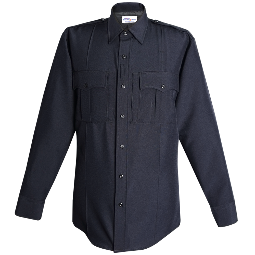 Flying Cross 42W84Z 86 19.0 30/31 Justice Power Stretch Long Sleeve Shirt w/ Zipper - LAPD Navy