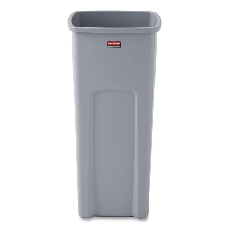 RUBBERMAID COMMERCIAL PROD. 356988GY Untouchable Square Waste Receptacle, 23 gal, Plastic, Gray