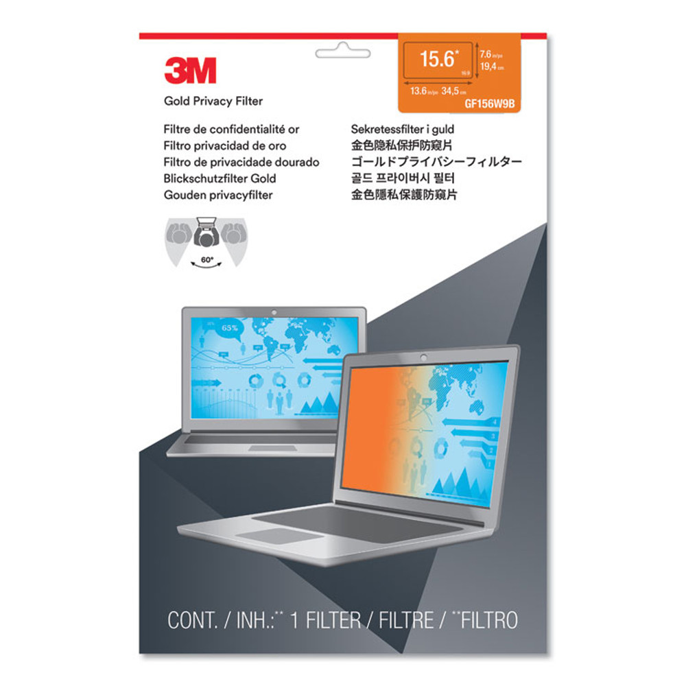 3M/COMMERCIAL TAPE DIV. GF156W9B Gold Frameless Privacy Filter for 15.6" Widescreen Laptop, 16:9 Aspect Ratio