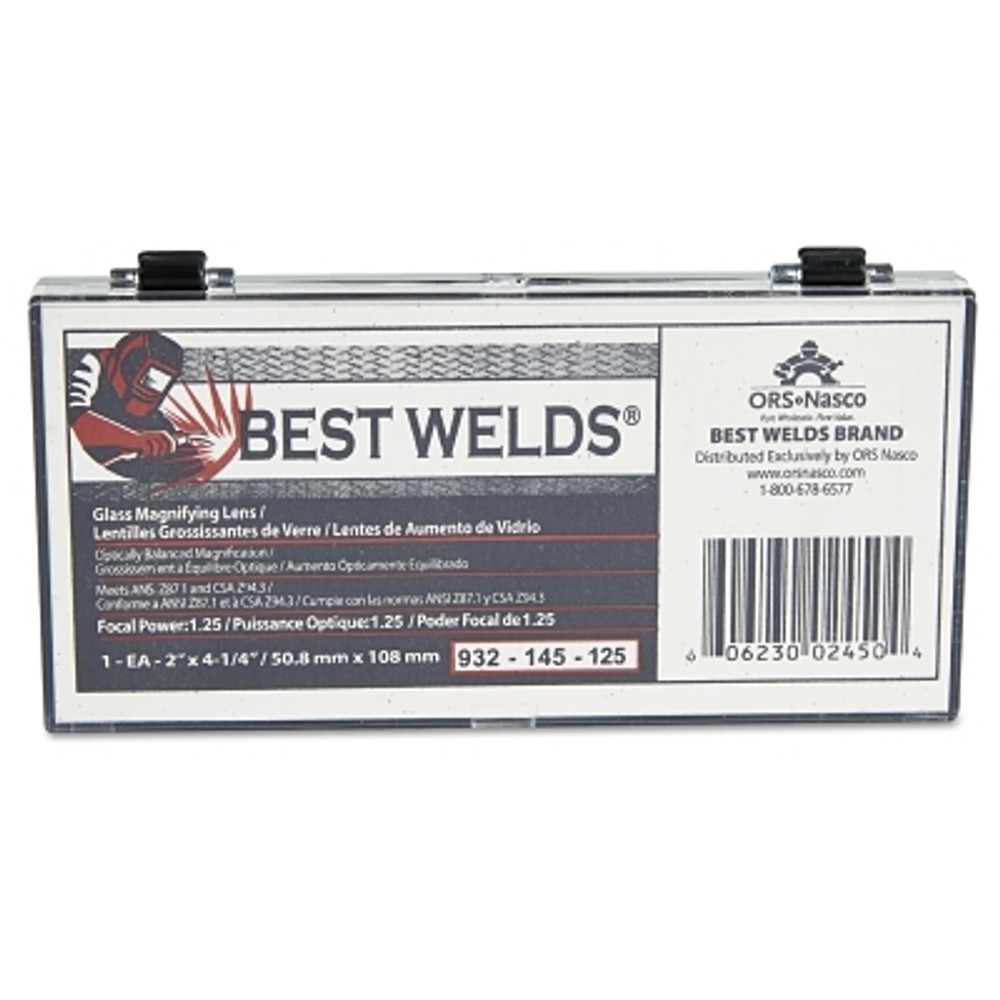 ORS Nasco Best Welds 932145125 Glass Magnifier Plate, 2 in x 4.25 in, 1.25 Diopter, Clear