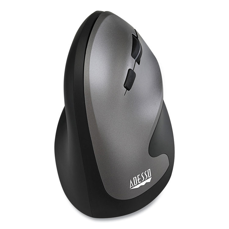 ADESSO INC A20 iMouse A20 Antimicrobial Vertical Wireless Mouse, 2.4 GHz Frequency/33 ft Wireless Range, Right Hand Use, Black/Granite
