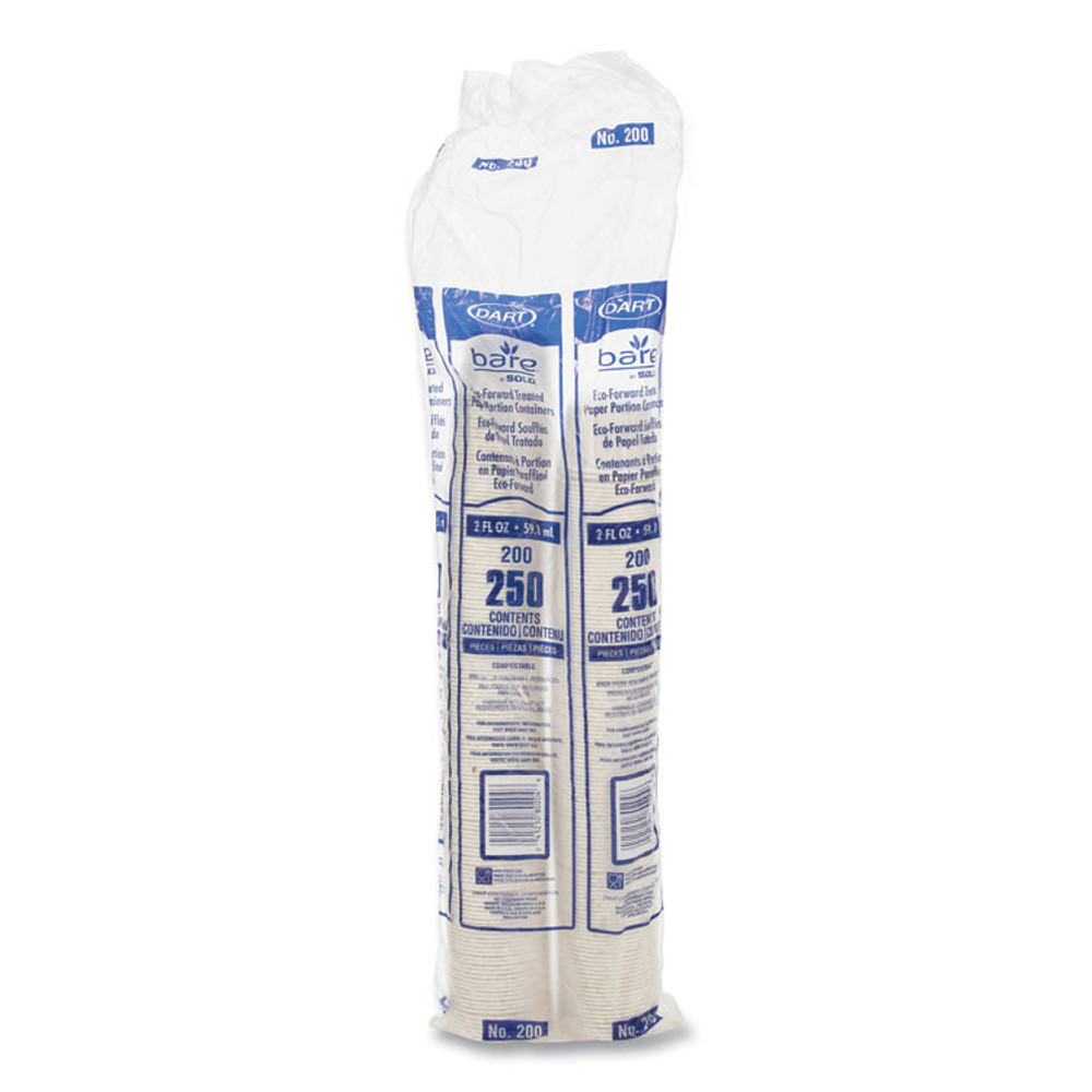 DART SOLO® 200 Paper Portion Cups, 2 oz, White, 250/Bag, 20 Bags/Carton