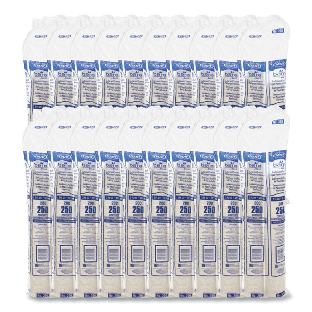 DART SOLO® 200 Paper Portion Cups, 2 oz, White, 250/Bag, 20 Bags/Carton