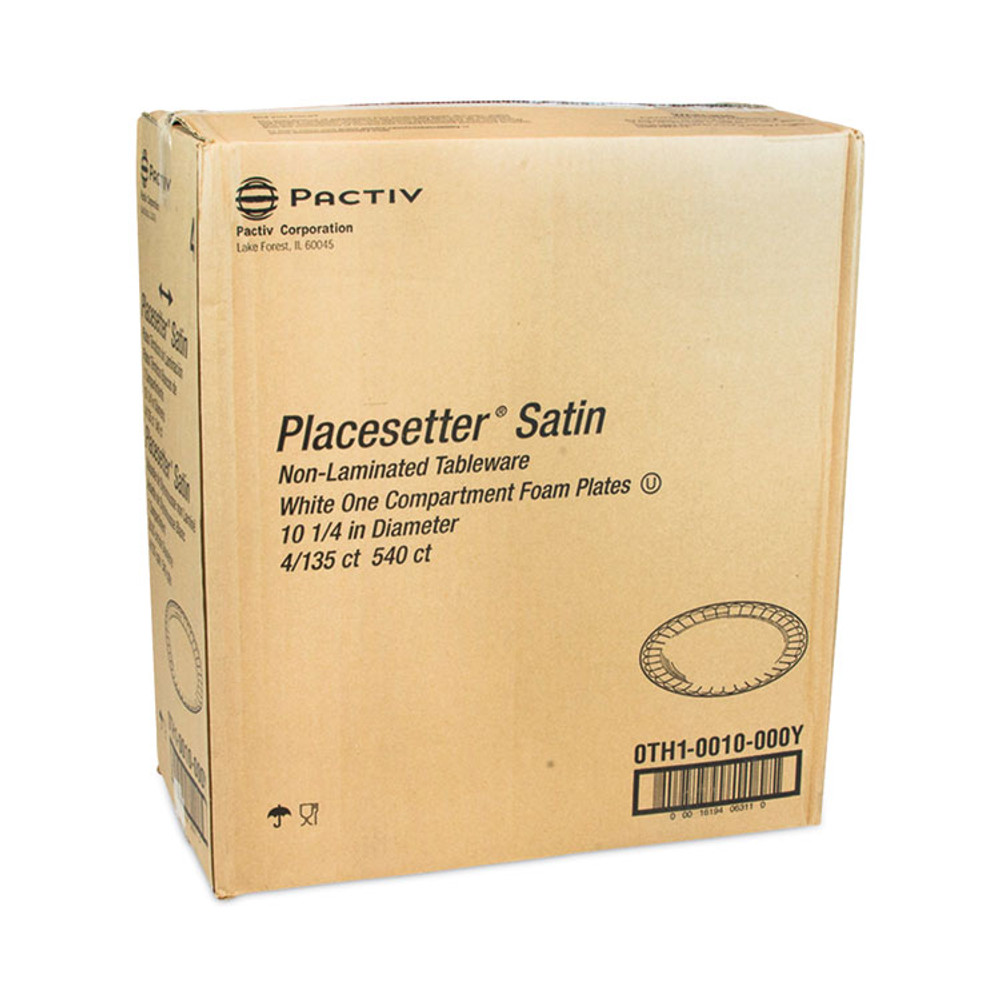 PACTIV EVERGREEN CORPORATION 0TH10010000Y Placesetter Satin Non-Laminated Foam Dinnerware, Plate, 10.25" dia, White, 540/Carton