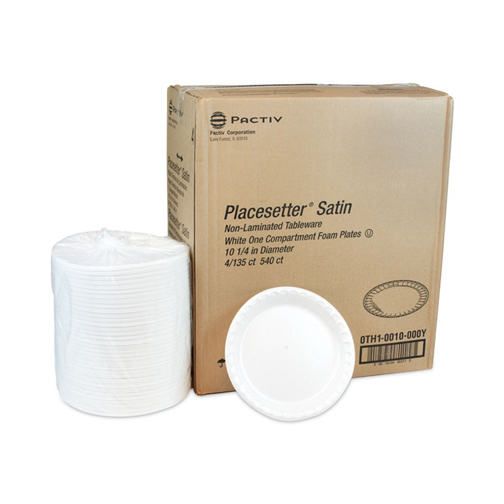 PACTIV EVERGREEN CORPORATION 0TH10010000Y Placesetter Satin Non-Laminated Foam Dinnerware, Plate, 10.25" dia, White, 540/Carton