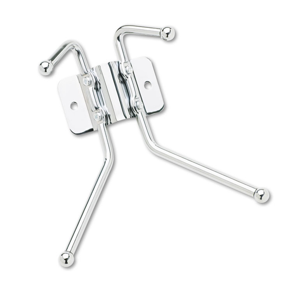 SAFCO PRODUCTS 4160 Metal Wall Rack, Two Ball-Tipped Double-Hooks, Metal, 6.5w x 3d x 7h, Chrome