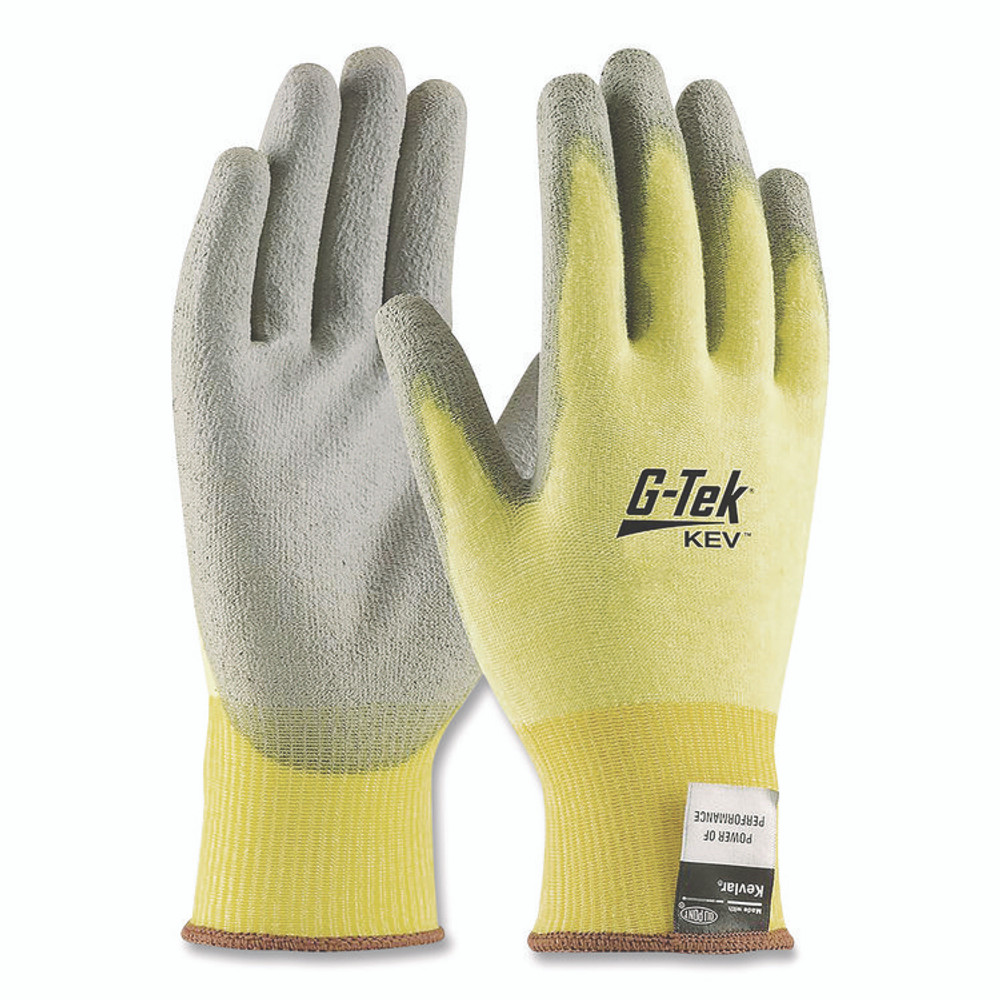 PROTECTIVE INDUSTRIAL PRODUCTS INC PIP 09K1250L G-Tek KEV Cut-Resistant Seamless-Knit Gloves, EN388: 4231, Large (Size 9), Yellow/Gray, 12 Pairs