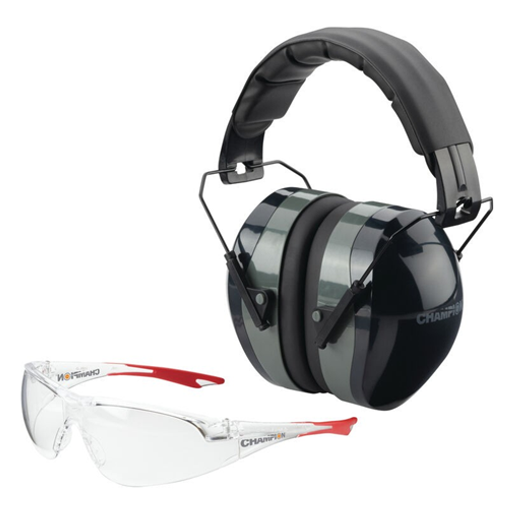 Champion Targets 40622 Champion Targets 40622 Passive Hearing Protection Earmuffs w/ Clear Eye Protection Earmuffs, Gray/Clear