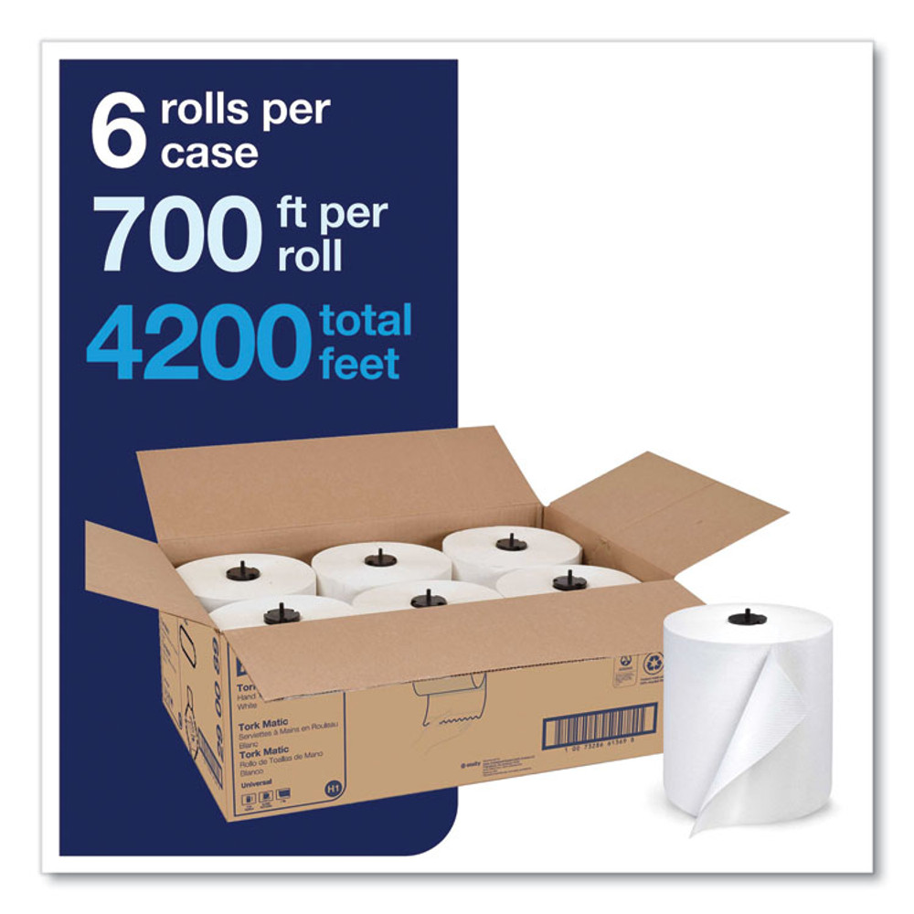 SCA TISSUE Tork® 290089 Advanced Matic Hand Towel Roll, 1-Ply, 7.7" x 700 ft, White, 6 Rolls/Carton