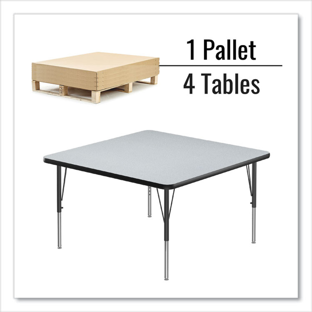 CORRELL, INC. 4848TF1595K4 Adjustable Activity Tables, Square, 48" x 48" x 19" to 29", Gray Top, Black Legs, 4/Pallet