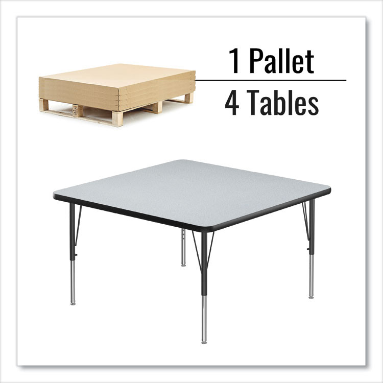 CORRELL, INC. 4848TF1595K4 Adjustable Activity Tables, Square, 48" x 48" x 19" to 29", Gray Top, Black Legs, 4/Pallet