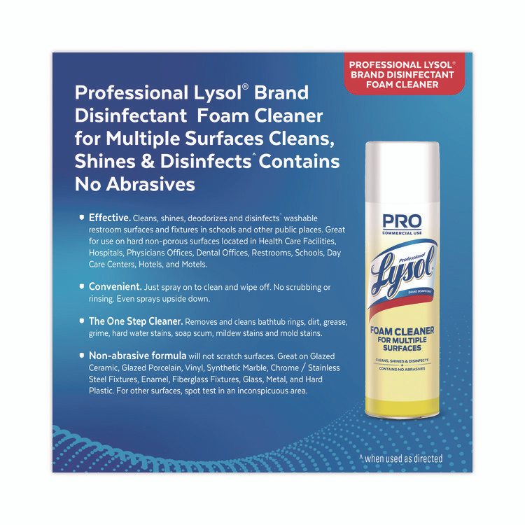 RECKITT BENCKISER Professional LYSOL® Brand 02775 Disinfectant Foam Cleaner, 24 oz Aerosol Spray