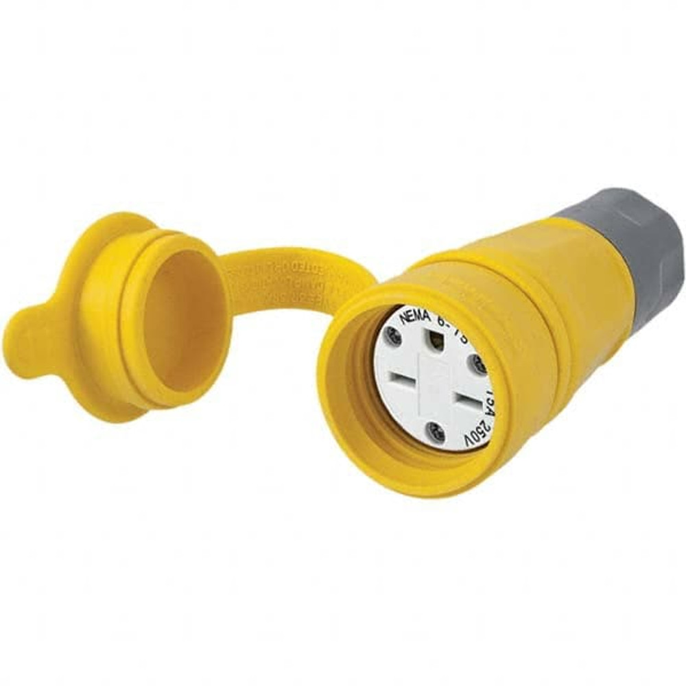 Hubbell Wiring Device-Kellems HBL15W49 Straight Blade Connector: Industrial, 6-15R, 250VAC, Yellow