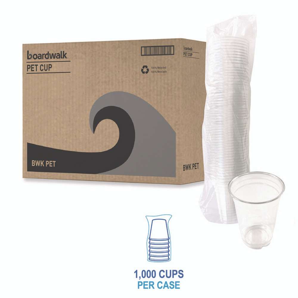 BOARDWALK PET14 Clear Plastic PET Cups, 14 oz, 50/Bag, 20 Bags/Carton