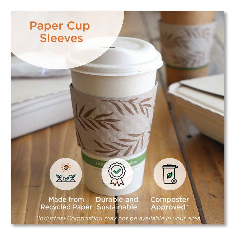 WORLD CENTRIC SLPAME Hot Cup Sleeves, Fits 8 oz Cups, Natural, 1,000/Carton