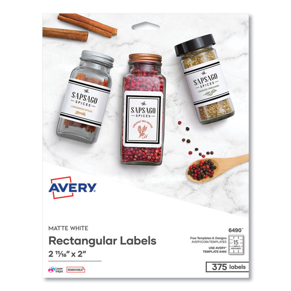 AVERY PRODUCTS CORPORATION 6490 Laser/Inkjet 3.5" Diskette Labels, White, 375/Pack