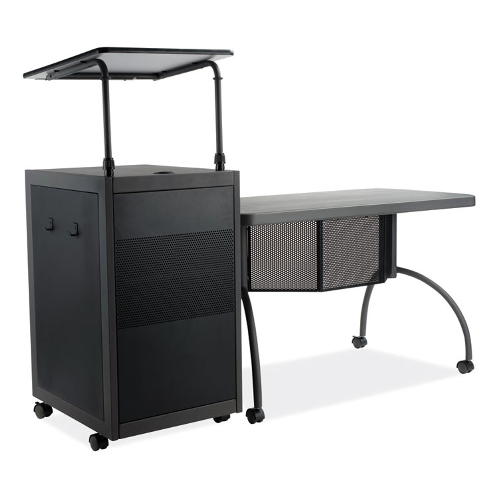 NATIONAL PUBLIC SEATING Oklahoma Sound® TWP Teacher's WorkPod Desk and Lectern Kit, 68" x 24" x 41", Charcoal Gray