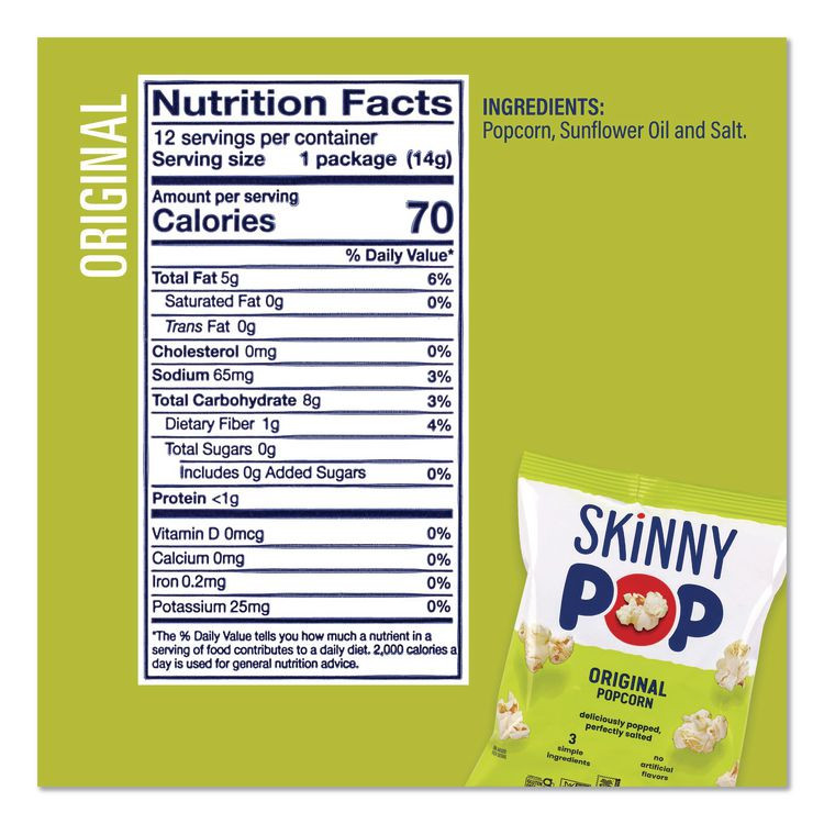 SKINNYPOP POPCORN 22001049 Popcorn Variety Snack Pack, 0.5 oz Bag, 36 Bags/Carton