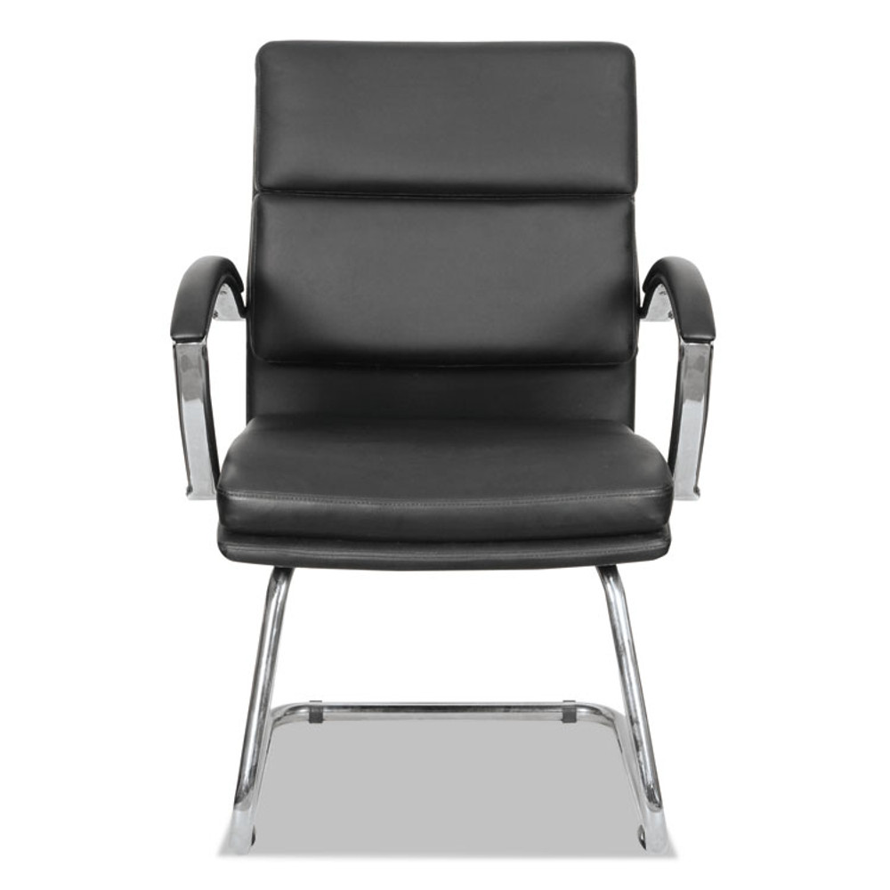 ALERA NR4319 Alera Neratoli Slim Profile Stain-Resistant Faux Leather Guest Chair, 23.81" x 27.16" x 36.61", Black Seat/Back, Chrome Base