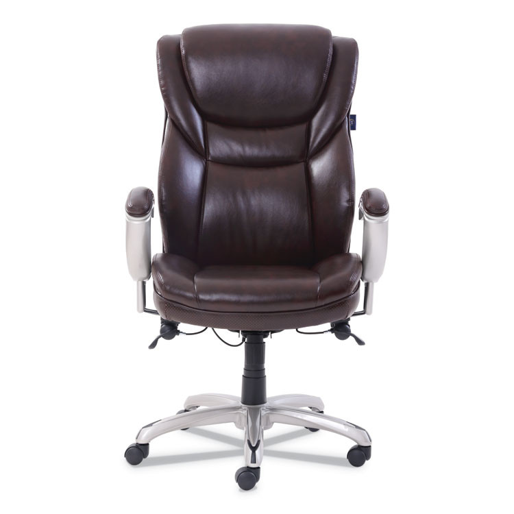 LF PRODUCTS PTE LTD SertaPedic® 49710BRW Emerson Executive Task Chair, Supports Up to 300 lb, 19" to 22" Seat Height, Brown Seat/Back, Silver Base
