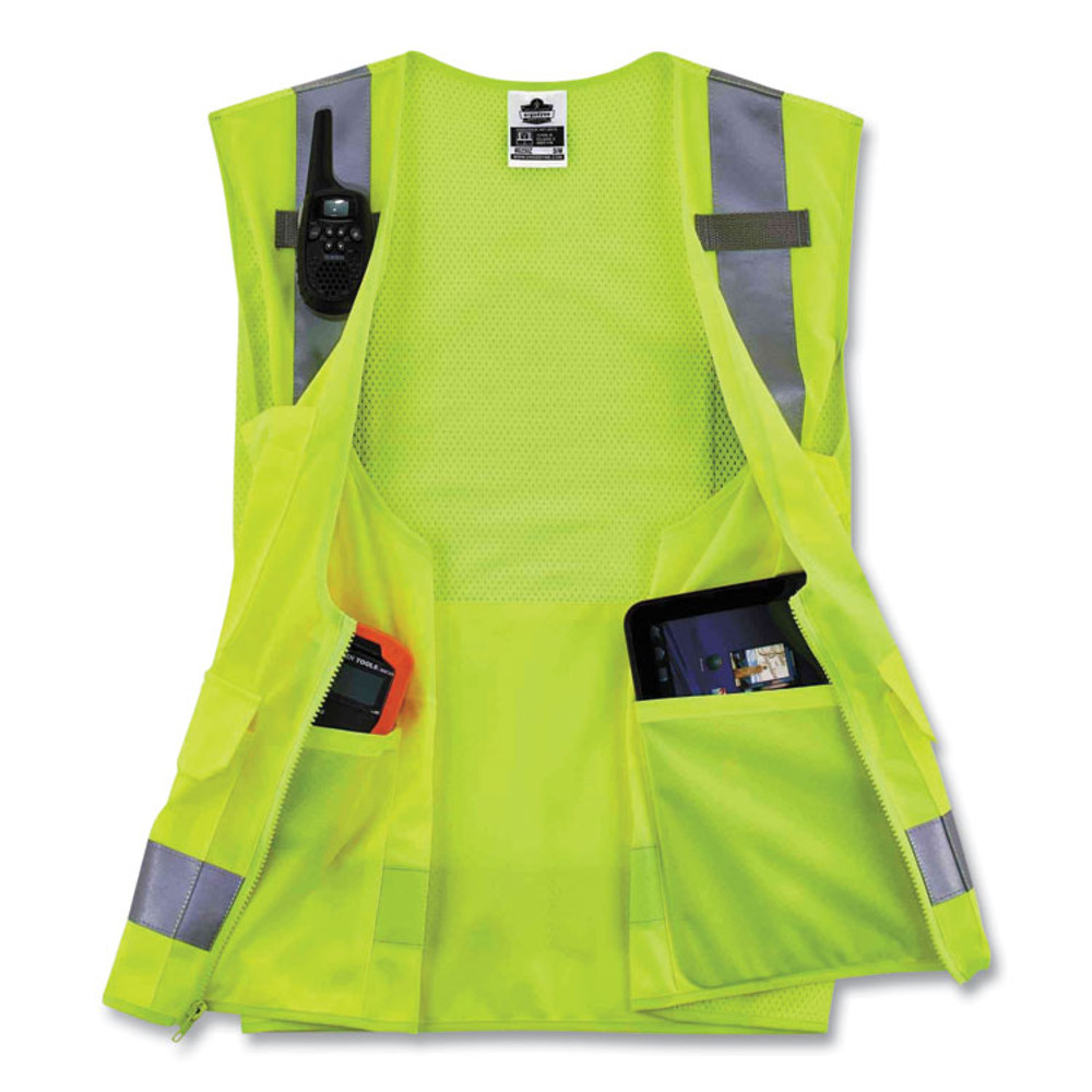 TENACIOUS HOLDINGS, INC. ergodyne® 21429 GloWear 8250Z Class 2 Surveyors Zipper Vest, Polyester, 4X-Large/5X-Large, Lime