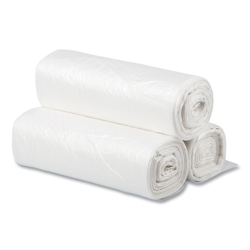 INTEGRATED BAGGING SYSTEMS Inteplast Group EC242406N High-Density Commercial Can Liners, 10 gal, 6 mic, 24" x 24", Natural, Perforated Roll, 50 Bags/Roll, 20 Rolls/Carton
