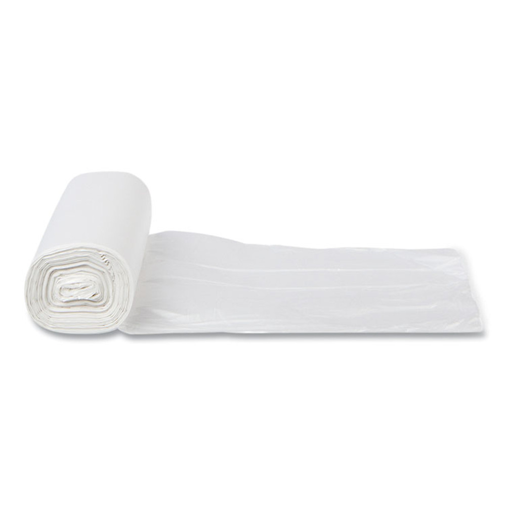 INTEGRATED BAGGING SYSTEMS Inteplast Group EC242406N High-Density Commercial Can Liners, 10 gal, 6 mic, 24" x 24", Natural, Perforated Roll, 50 Bags/Roll, 20 Rolls/Carton