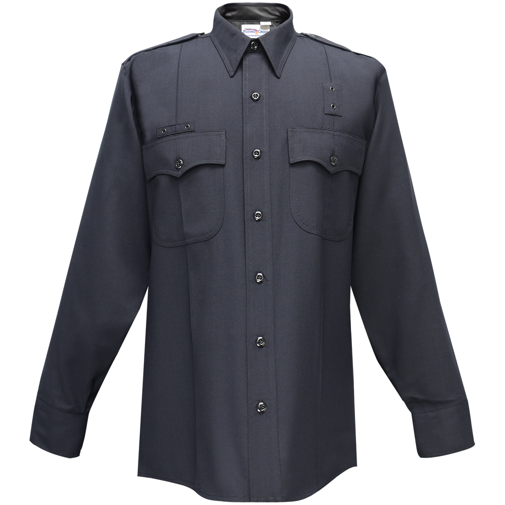 Flying Cross 49W84 86 17.5 35 Justice Long Sleeve Shirt w/ Rounded Patch Pockets - LAPD Navy