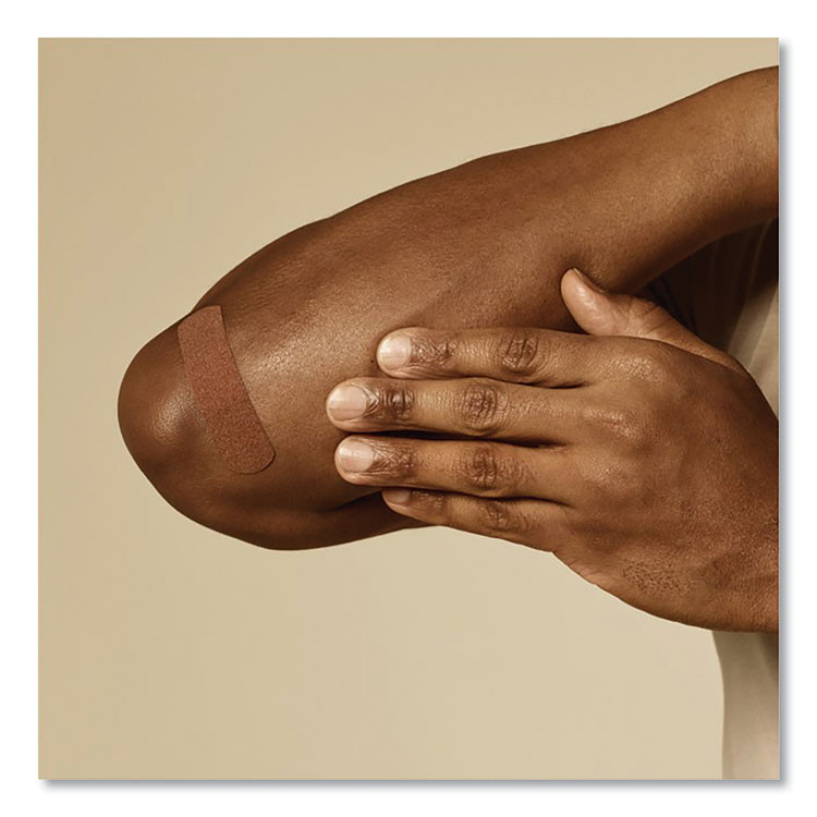 JOHNSON & JOHNSON BAND-AID® 119586 OurTone Adhesive Bandages, BR55, 2.25 x 0.63; 3 x 0.75; 3 x 1, Medium Brown, 30/Pack