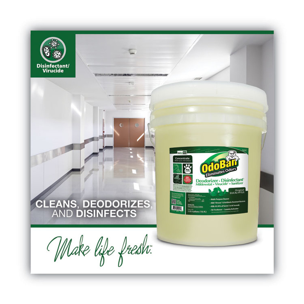 CLEAN CONTROL CORPORATION OdoBan® 911062-5G Concentrated Odor Eliminator and Disinfectant, Eucalyptus, 5 gal Pail