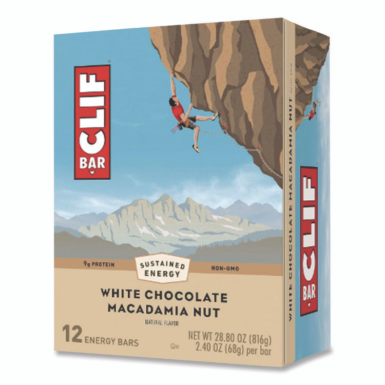 CLIF BAR & COMPANY CCC161009 Energy Bar, White Chocolate Macadamia Nut, 2.4 oz Bar, 12 Bars/Box
