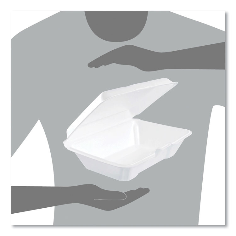 DART 205HT1 Foam Hinged Lid Containers, 6.4 x 9.3 x 2.9, White, 100/Pack, 2 Packs/Carton