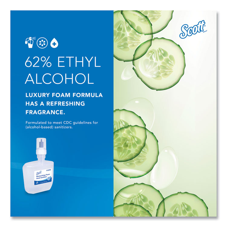 KIMBERLY-CLARK PROFESSIONAL Scott® 91590 Pro Moisturizing Foam Hand Sanitizer, 1,200 mL Cassette, Fruity Cucumber Scent, 2/Carton