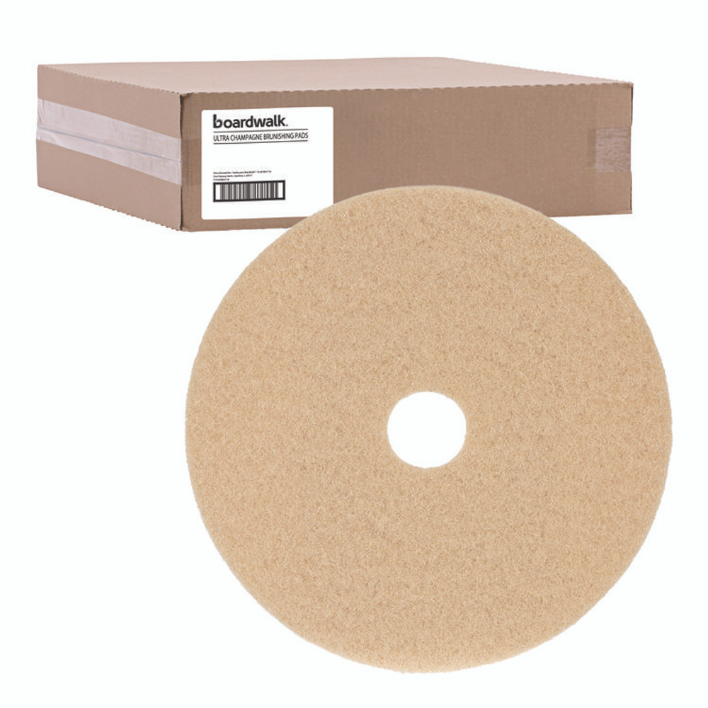 BOARDWALK 4019ULT Burnishing Floor Pads, 19" Diameter, Tan, 5/Carton