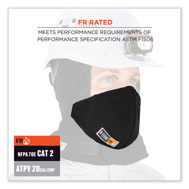 TENACIOUS HOLDINGS, INC. ergodyne® 16872 N-Ferno 6872 2-Layer FR Mouthpiece, Modacrylic Cotton, One Size Fits Most, Black