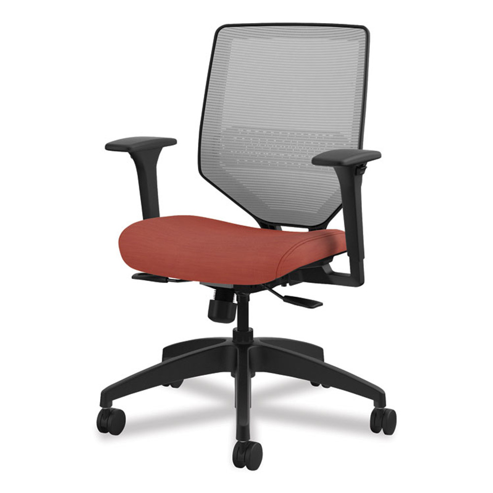HON COMPANY SVM1ALIFC46T Solve Series Mesh Back Task Chair, Supports Up to 300 lb, 18" to 23" Seat Height, Bittersweet Seat, Fog Back, Black Base