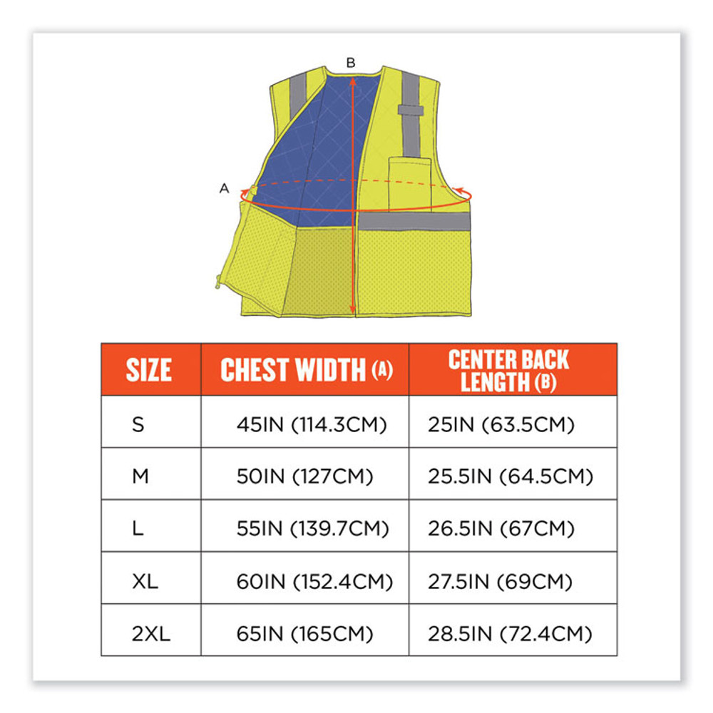 TENACIOUS HOLDINGS, INC. ergodyne® 12716 Chill-Its 6668 Class 2 Hi-Vis Safety Cooling Vest, Polymer, 2X-Large, Lime