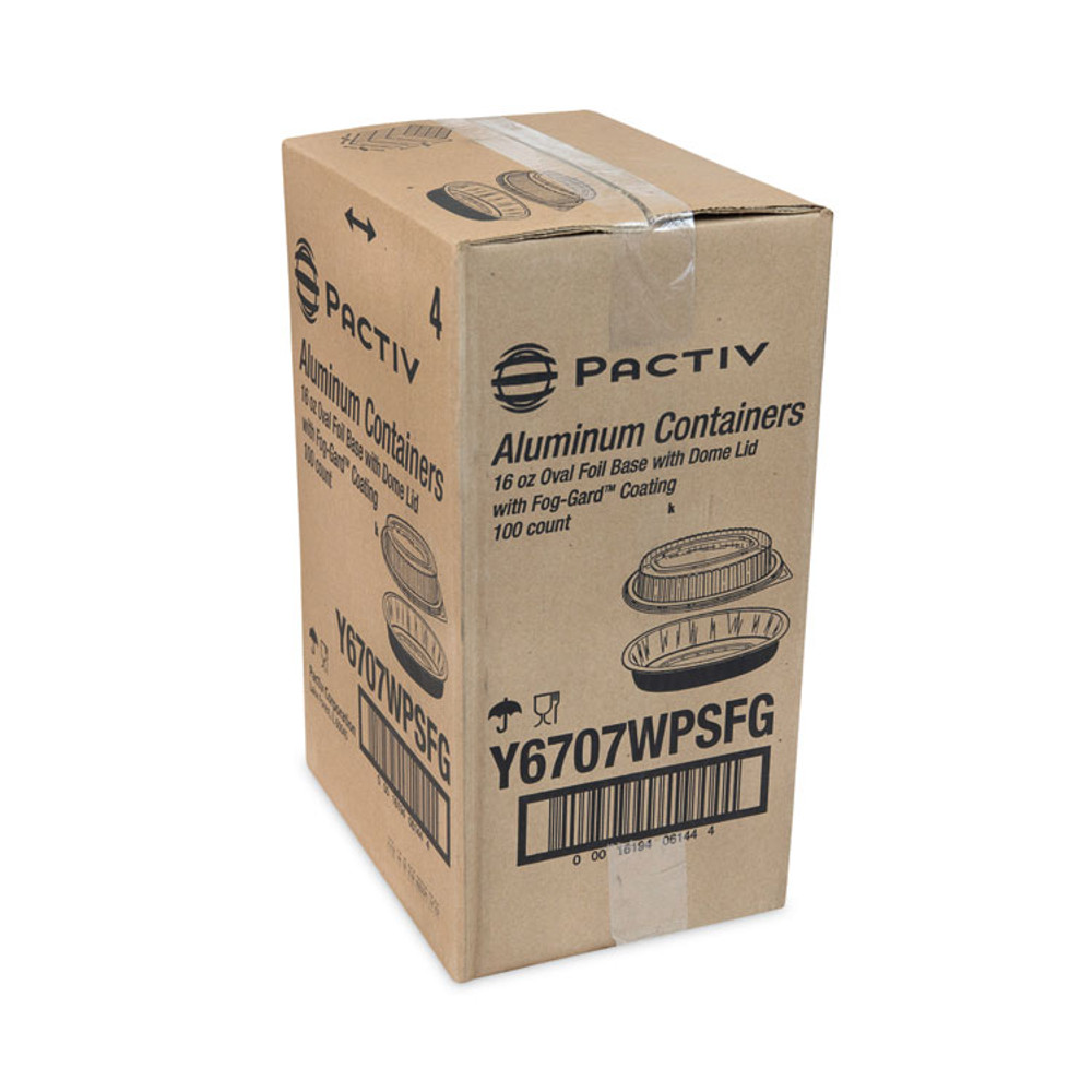 PACTIV EVERGREEN CORPORATION Y6707WPSFG Classic Carry-Out Container, 16 oz, 6.88 x 4.56 x 3, Black/Gold, Aluminum, 100/Carton