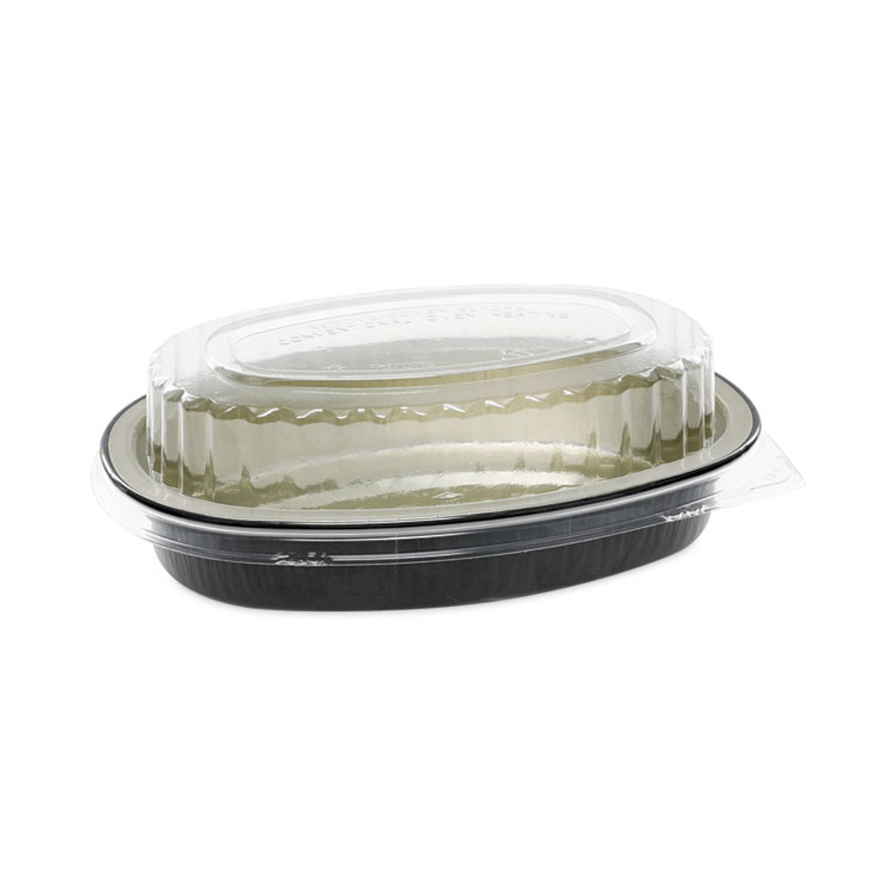 PACTIV EVERGREEN CORPORATION Y6707WPSFG Classic Carry-Out Container, 16 oz, 6.88 x 4.56 x 3, Black/Gold, Aluminum, 100/Carton