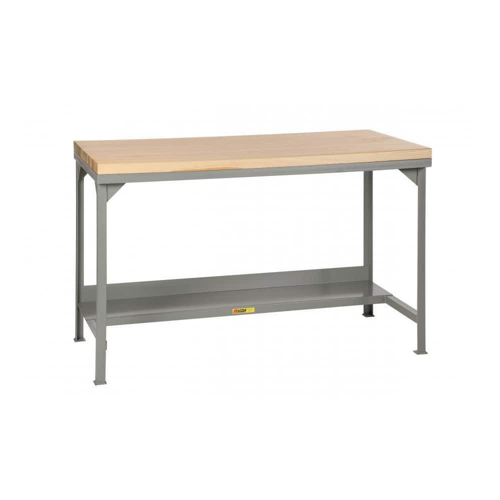 Little Giant. WSJ2-3060-36-DR Stationary Heavy-Duty Workbench with Butcher Block Top: Gray