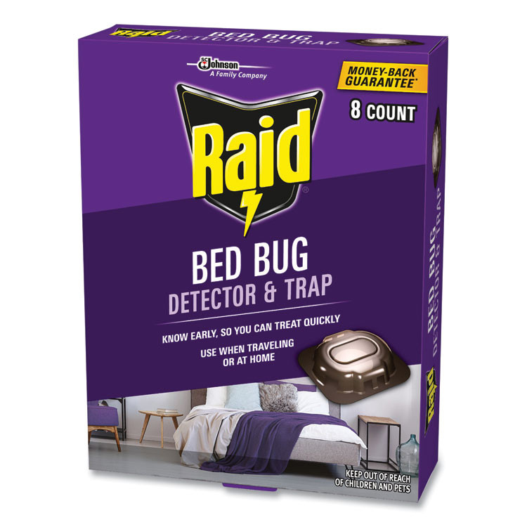 SC JOHNSON Raid® 674798 Bed Bug Detector and Trap, 0.19 lb Trap, 8 Traps/Box, 6/Carton